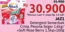 Promo Harga Attack Jaz1 Detergent Powder +Softener Rose Berry, Pesona Segar, Semerbak Cinta 1600 gr - Alfamidi