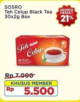 Promo Harga Sosro Teh Celup Black Tea, 2 In 1 per 30 pcs 2 gr - Indomaret