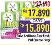 Promo Harga Rinso Anti Noda Deterjen Bubuk + Molto Classic Fresh, + Molto Pink Rose Fresh, + Molto Purple Perfume Essence 770 gr - Hypermart