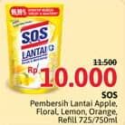 Promo Harga SOS Pembersih Lantai Apple, Floral Breeze, Lemon Fresh, Orange 750 ml - Alfamidi