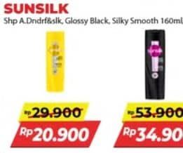 Promo Harga Sunsilk Shampoo Anti Dandruff Silky, Glossy Black, Silky Smooth 160 ml - Alfamart