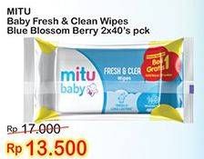 Promo Harga MITU Baby Wipes Fresh & Clean Blue Blossom Berry 50 pcs - Indomaret