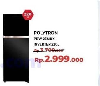 Promo Harga Polytron PRW 23MNX Kulkas 2 Pintu Belleza Jumbo 220 ltr - Yogya