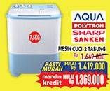 Promo Harga Aqua, Polytron, Sharp, Sanken, Mesin Cuci 2 Tabung  - Hypermart