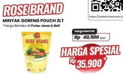 Promo Harga Rose Brand Minyak Goreng 2000 ml - Carrefour