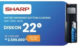 Promo Harga Sharp SWD-72EHL-BK Stainless Steel Bottom Loading Dispenser  - Electronic City