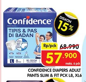 Promo Harga Confidence Adult Pants Tipis & Pas Di Badan L8, XL6 6 pcs - Superindo