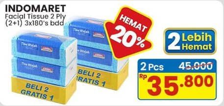 Promo Harga Indomaret Facial Tissue per 3 pouch 180 pcs - Indomaret
