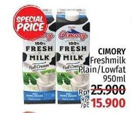 Promo Harga CIMORY Fresh Milk Plain, Low Fat 950 ml - LotteMart