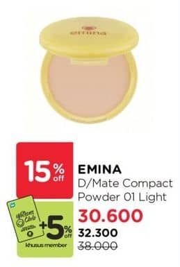 Promo Harga Emina Daily Matte Compact Powder 01 Light 11 gr - Watsons