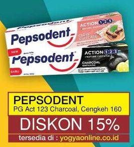 Promo Harga PEPSODENT Toothpaste Action 123 Charcoal/Cengkeh  - Yogya