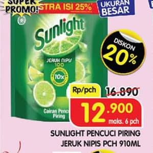 Promo Harga Sunlight Pencuci Piring Jeruk Nipis 100 910 ml - Superindo