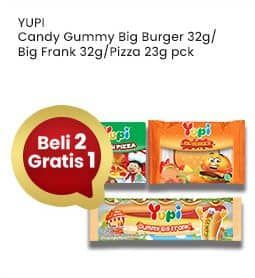 Promo Harga Yupi Candy Big Burger, Big Frank, Pizza 23 gr - Indomaret