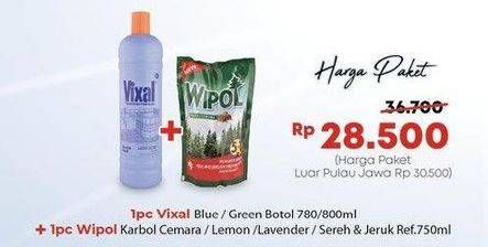 Promo Harga VIXAL Pembersih Porselen + WIPOL Karbol Wangi  - Alfamidi