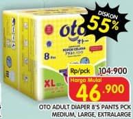 Promo Harga OTO Adult Diapers Pants M8, L8, XL8 8 pcs - Superindo