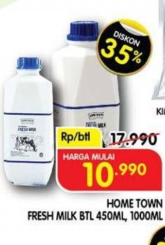 Promo Harga HOMETOWN Fresh Milk Plain 450 ml - Superindo