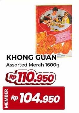 Promo Harga Khong Guan Assorted Biscuit Red 1600 gr - Yogya