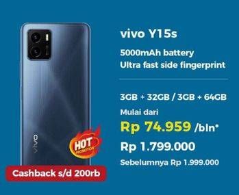 Promo Harga VIVO Y15s 3 GB + 32 GB, 3 GB + 64 GB  - Erafone