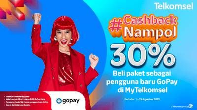 Promo Harga Cashback 30% dengan Beli Paket Sebagai Pengguna Baru GOPAY di MyTelkomsel  - Gojek