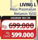 Promo Harga LIVING L Meja Prasmanan Melamin 180x60x75 Cm  - Lotte Grosir