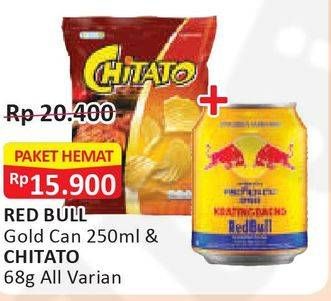 Promo Harga RED BULL Energy Drink 250ml + CHITATO Snack Potato Chips 68gr  - Alfamart