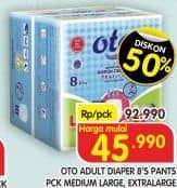 Promo Harga OTO Adult Diapers Pants M8, L8, XL8 8 pcs - Superindo