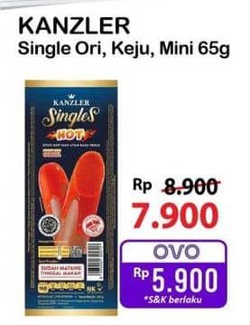 Promo Harga Kanzler Sosis Single Original, Keju, Mini 65 gr - Alfamart
