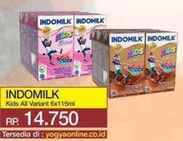 Promo Harga Indomilk Susu UHT Kids All Variants per 6 tpk 115 ml - Yogya