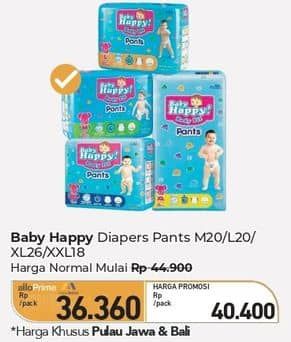 Promo Harga Baby Happy Body Fit Pants XL26, XXL18, L20, M20 18 pcs - Carrefour