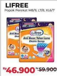 Promo Harga Lifree Popok Perekat Menyerap dan Kering L8, M9, XL7, M8, L7, XL6 6 pcs - Alfamart