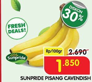 Promo Harga Sunpride Pisang Cavendish per 100 gr - Superindo