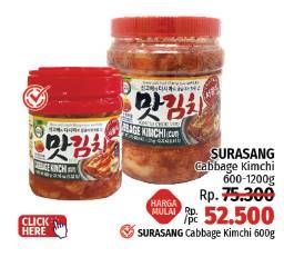 Promo Harga Surasang Cabbage Kimchi 600 gr - LotteMart
