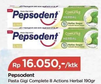 Promo Harga Pepsodent Pasta Gigi Complete 8 Actions Herbal 190 gr - TIP TOP