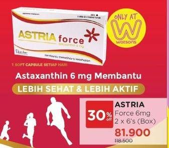 Promo Harga ASTRIA Astaxanthin 4mg per 2 box 12 pcs - Watsons