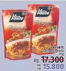 Promo Harga LA FONTE Saus Pasta Bolognese 315 gr - LotteMart