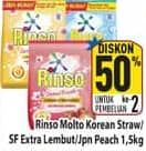 Promo Harga Rinso Anti Noda Deterjen Bubuk + Molto Korean Strawberry, Sensi Fresh Extra Lembut, + Molto Japanese Peach 1200 gr - Hypermart