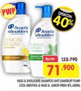 Promo Harga Head & Shoulders Shampoo Cool Menthol, Lemon Fresh, Anti-Apek Dengan Charcoal 680 ml - Superindo