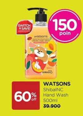 Promo Harga Watsons Shibainc Cream Hand Wash 500 ml - Watsons
