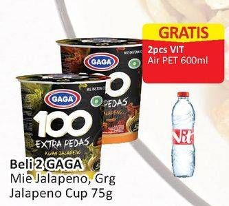 Promo Harga GAGA 100 Extra Pedas Goreng Jalapeno, Kuah Jalapeno per 2 cup 75 gr - Alfamart
