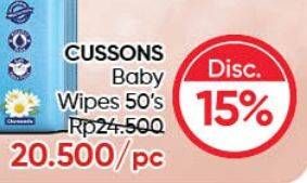 Promo Harga CUSSONS BABY Wipes 50 sheet - Guardian