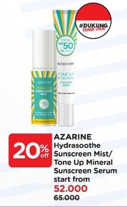Promo Harga Azarine Hydrasoothe Sunscreen Gel SPF45/Sunscreen Mist  - Watsons