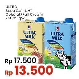 Promo Harga Ultra Milk Susu UHT Coklat, Full Cream 750 ml - Indomaret