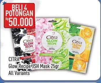 Promo Harga CITRA Glow Recipe Juicy Sheet Mask All Variants per 4 pcs 25 gr - Hypermart
