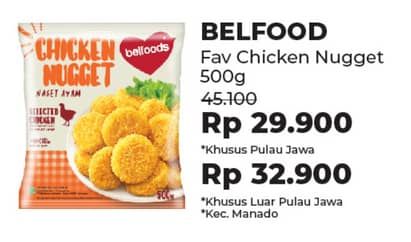 Promo Harga Belfoods Nugget Chicken Nugget 500 gr - Alfamidi
