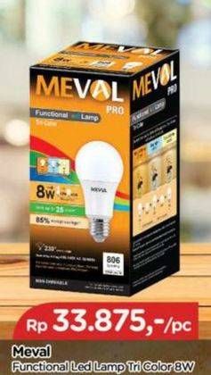 Promo Harga Meval Functional Led Lamp Tri Color 8W 1 pcs - TIP TOP