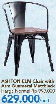 Promo Harga Ashton Elm Stool With Arm Gunmetal Mattblack  - Carrefour