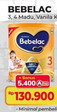 Promo Harga Bebelac 3 Susu Pertumbuhan Madu, Vanila 800 gr - Alfamart