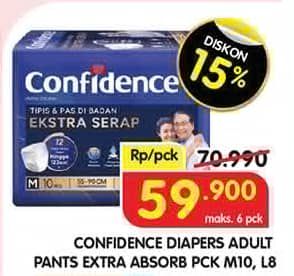 Promo Harga Confidence Adult Pants Slim & Fit Extra Absorb L8, M10 8 pcs - Superindo