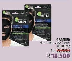 Promo Harga GARNIER MEN Charchoal Tissue Mask Power White 20 gr - LotteMart