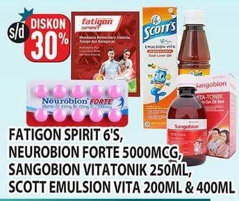 Promo Harga FATIGON Spirit Suplemen Penambah Tenaga/NEUROBION Forte/SANGOBION Vita-Tonik/SCOTTS Emulsion Vita  - Hypermart